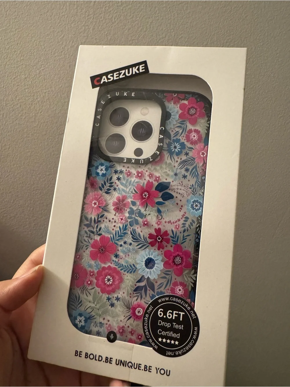 Floral Protective Phone 16 Pro Case - Pink & Blue